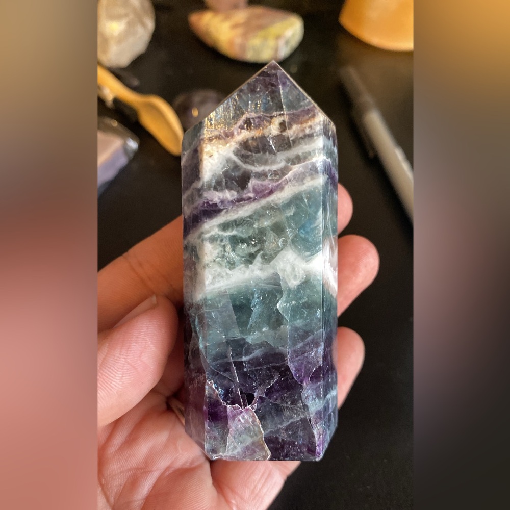 Rainbow Fluorite Crystal Tower - image 1